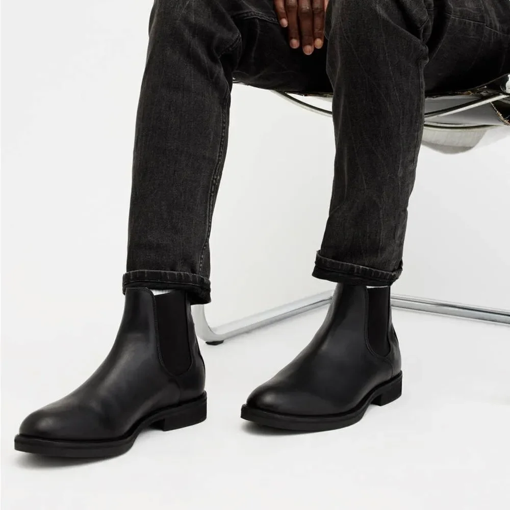 All Saints Creed Black Leather Chelsea Boots Mens 11 EU 44